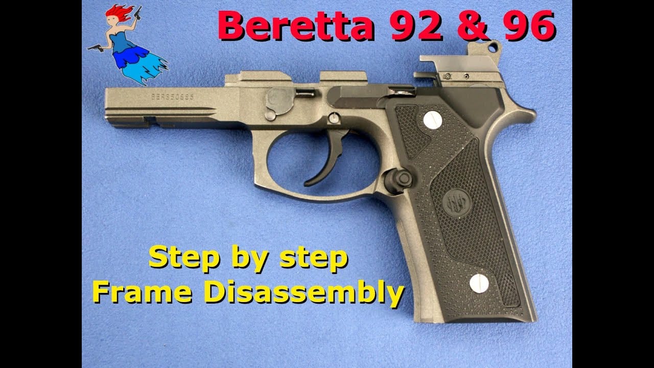Beretta 92FS and 96 frame disassembled for gunsmithing tutorial